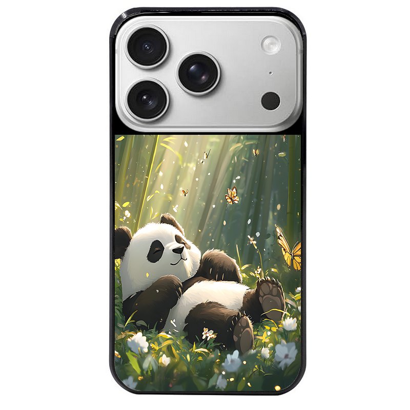 Coque noire taperso pour Iphone 17 17E AIR MAX PRO avec motif panda bambou protection antichoc personnalisée