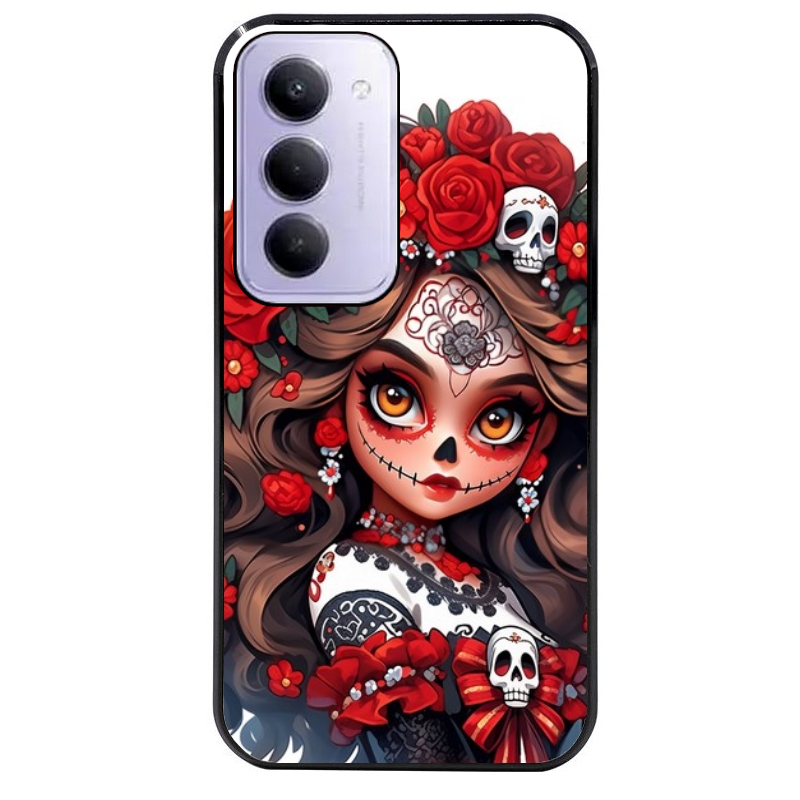 Coque noire taperso pour Redmi 15 4G et 5G avec motif tete de mort calavera rouge protection antichoc personnalisée