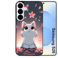 Coque noire taperso pour galaxy S26 et PLUS ULTRA FE avec motif chat anime avec votre prenom protection antichoc personnalisée