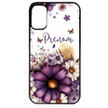 Coque noire taperso pour Moto E13 E14 E15 avec motif fleur violette personnalisee protection antichoc personnalisée