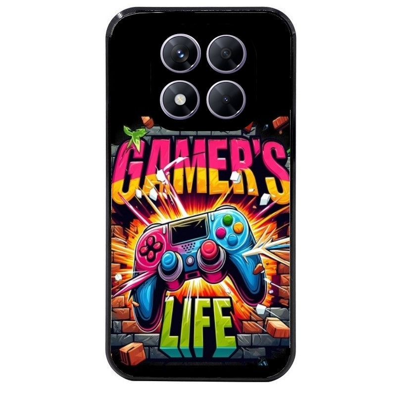 Coque noire taperso pour Redmi Note 14 et PRO PLUS 4G 5G avec motif gamer life protection antichoc personnalisée