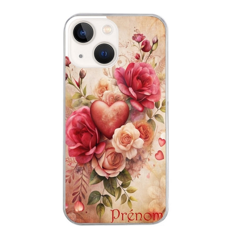 Coque taperso pour Iphone 11 et PRO PRO MAX avec motif coeur et fleur personnalisee protection antichoc personnalisée