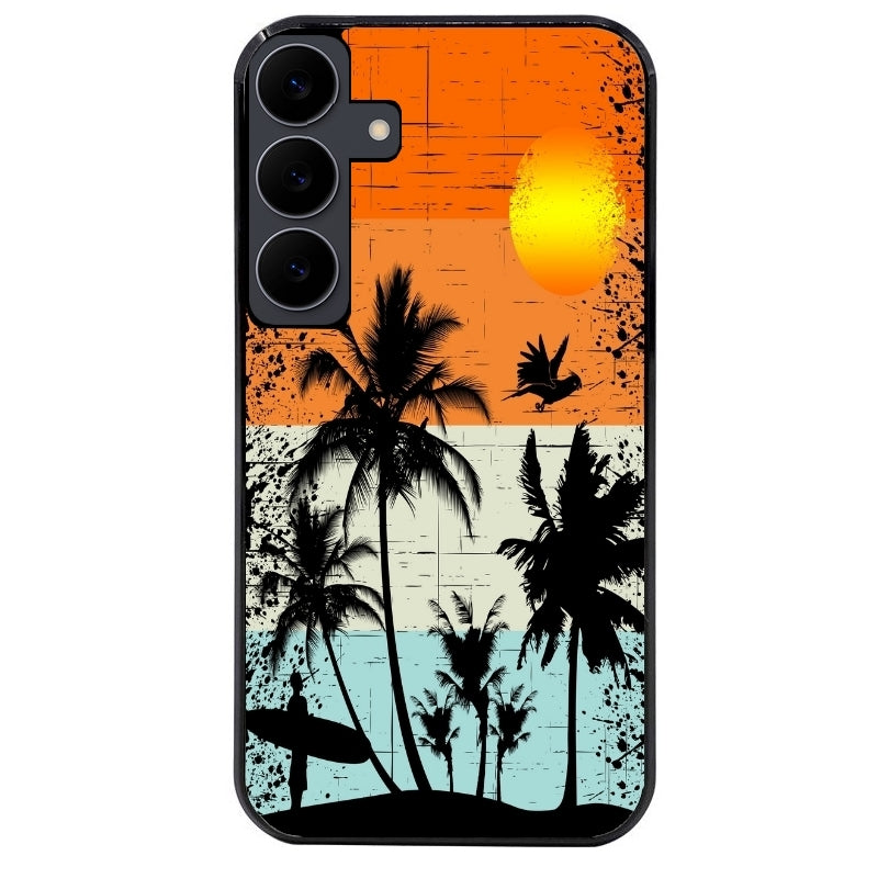 Coque noire taperso pour galaxy A06 A16 A26 A36 A56 avec motif hawai sun protection antichoc personnalisée