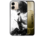 Coque noire taperso pour OPPO A6 A6X 4G et 5G avec motif samourai et lune protection antichoc personnalisée