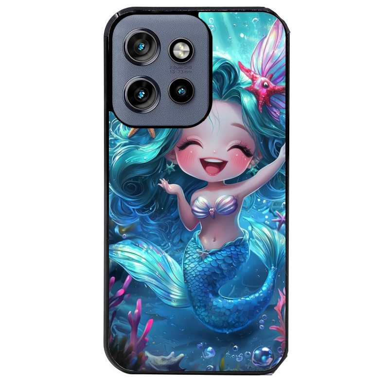 Coque noire taperso pour Moto Edge 60 et Neo Fusion Pro avec motif sirene style anime protection antichoc personnalisée
