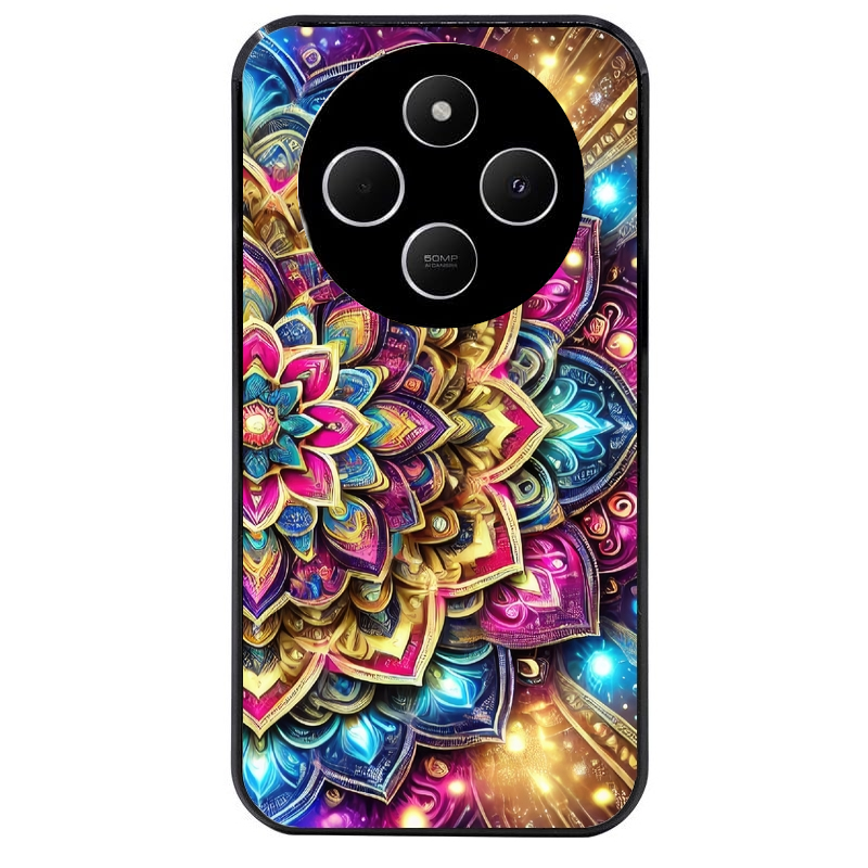 Coque noire taperso pour POCO C75 avec motif mandala 2 protection antichoc personnalisée