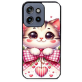 Coque noire taperso pour Moto Edge 60 et Neo Fusion Pro avec motif chat noeud et coeur protection antichoc personnalisée