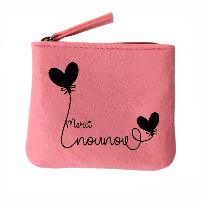 Porte monnaie merci nounou en feutrine en feutrine