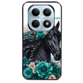 Coque noire taperso pour POCO M8 5G et PRO 5G avec motif cheval et fleurs personnalisee protection antichoc personnalisée