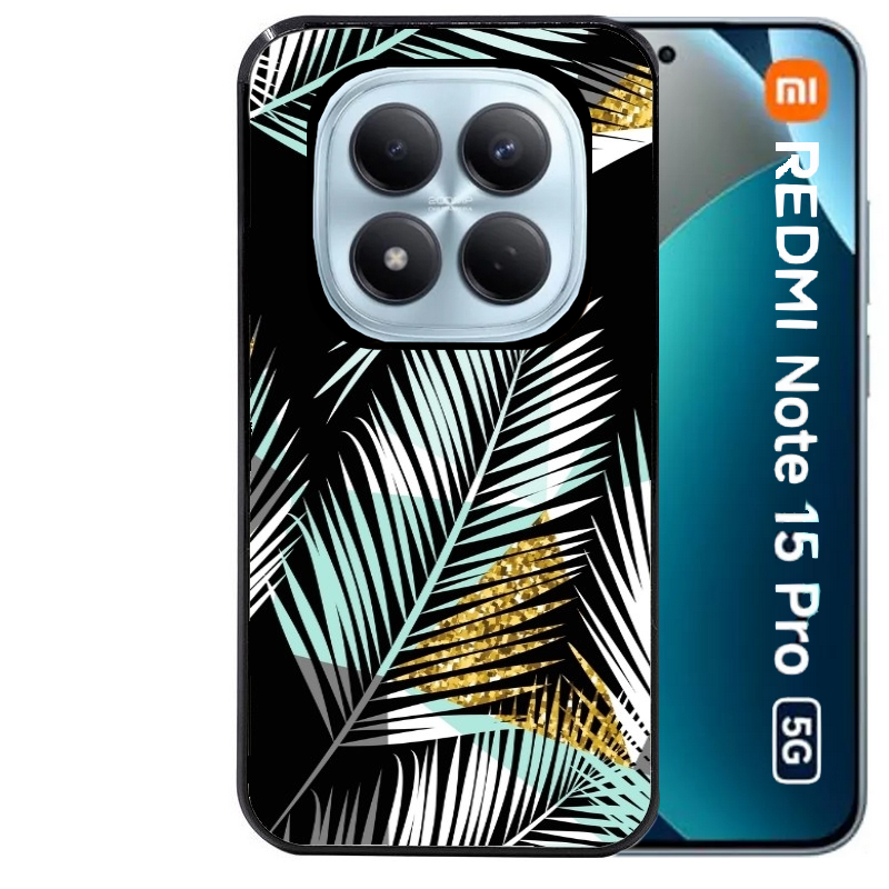 Coque noire taperso pour Redmi Note 15 et PRO PLUS 4G 5G avec motif palmier noir protection antichoc personnalisée
