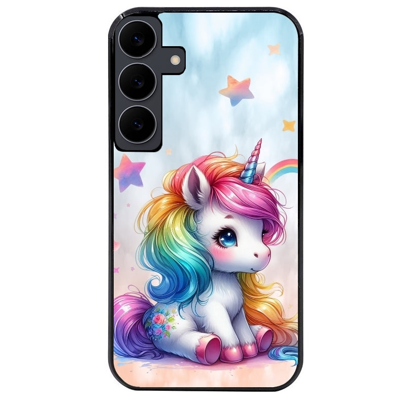 Coque noire taperso pour galaxy Z Fold 6 et 7 avec motif licorne et etoiles protection antichoc personnalisée