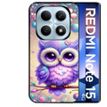 Coque noire taperso pour Redmi Note 15 et PRO PLUS 4G 5G avec motif chouette violette protection antichoc personnalisée