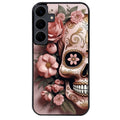 Coque noire taperso pour galaxy A06 A16 A26 A36 A56 avec motif tete de mort calavera rose protection antichoc personnalisée