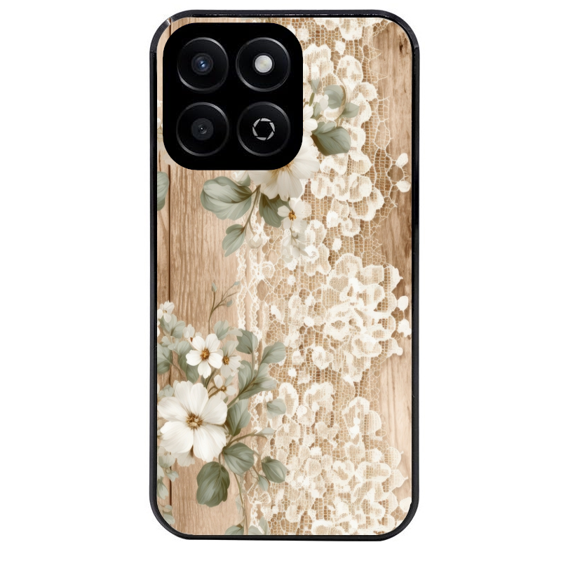 Coque noire taperso pour Honor 70 LITE 90 et LITE avec motif bois et dentelle 1 protection antichoc personnalisée