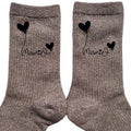 Chaussettes paillettes bronze motif mamie coeur