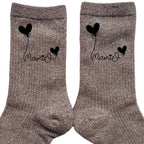 Chaussettes paillettes bronze motif mamie coeur