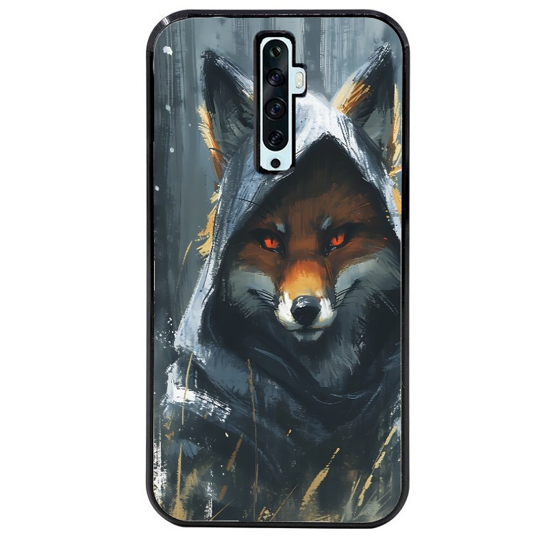Coque noire taperso pour OPPO Reno 2 et 2Z avec motif renard fox des bois protection antichoc personnalisée