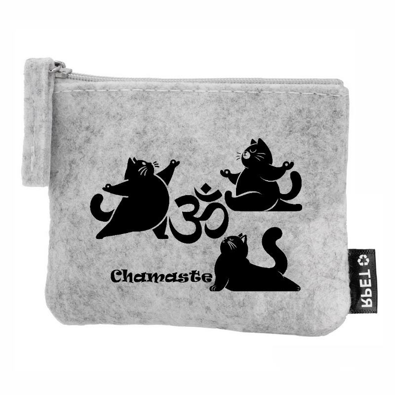 Porte monnaie chat namaste en feutrine en feutrine
