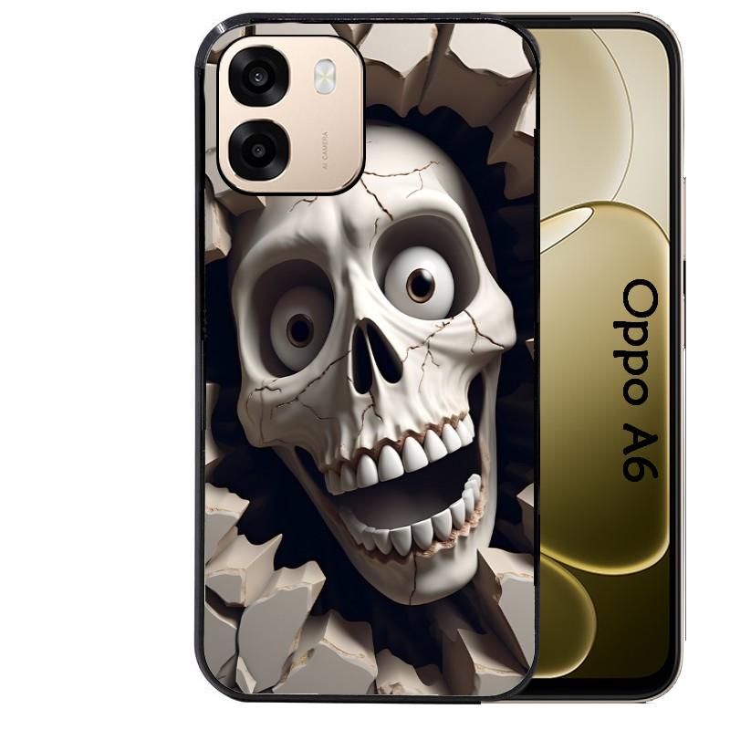 Coque noire taperso pour OPPO A6 A6X 4G et 5G avec motif tete de mort smile protection antichoc personnalisée