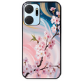 Coque noire taperso pour Honor X7A avec motif marbre fleur cerisier protection antichoc personnalisée