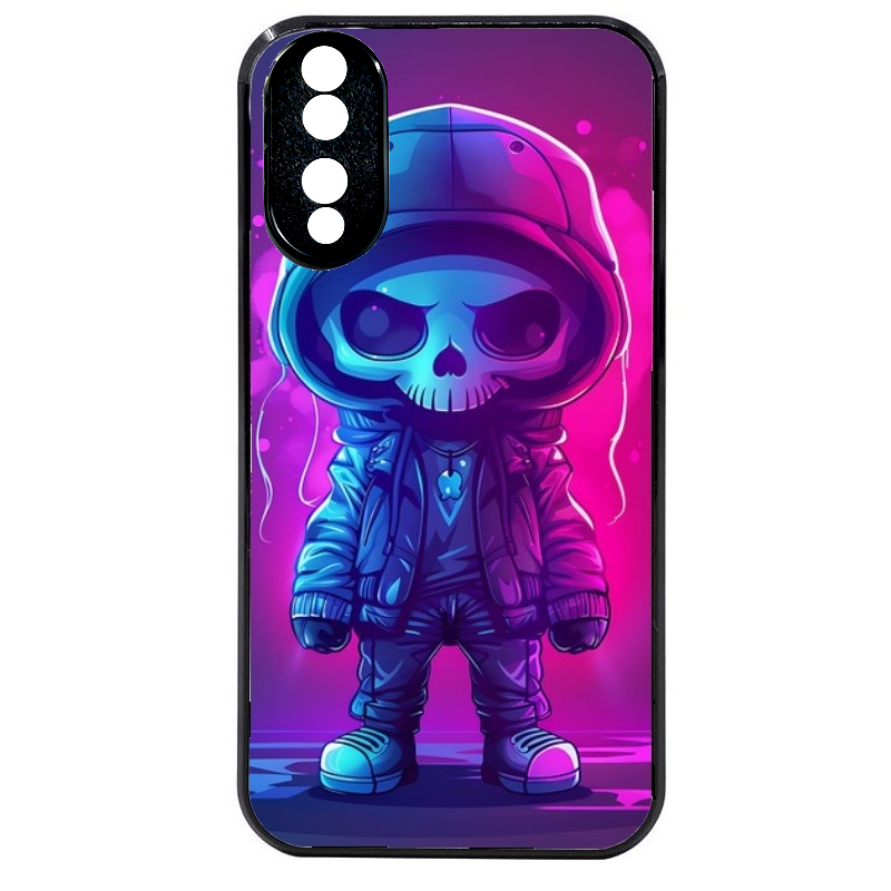 Coque noire taperso pour Honor 70 LITE 90 et LITE avec motif tete de mort skull fluo protection antichoc personnalisée