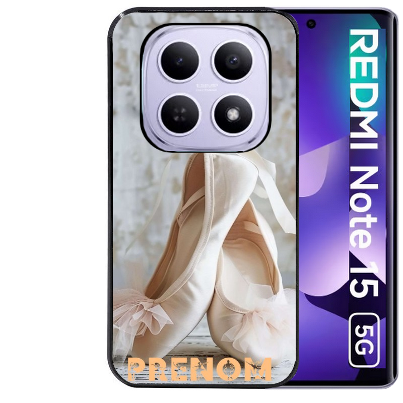 Coque noire taperso pour Redmi Note 15 et PRO PLUS 4G 5G avec motif ballerine danse personnalisee protection antichoc personnalisée