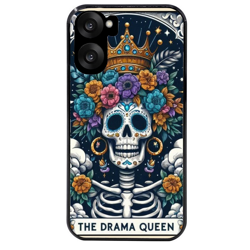 Coque noire taperso pour OnePlus Nord CE5 avec motif tete de mort drama queen protection antichoc personnalisée