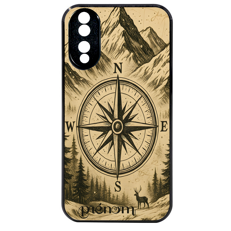Coque noire taperso pour Honor 70 LITE 90 et LITE avec motif voyage et boussole protection antichoc personnalisée