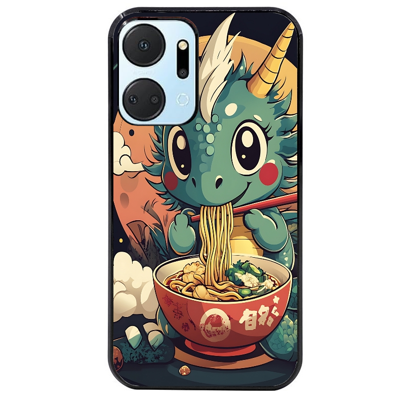 Coque noire taperso pour Honor X7A avec motif dragon ramen 1 protection antichoc personnalisée