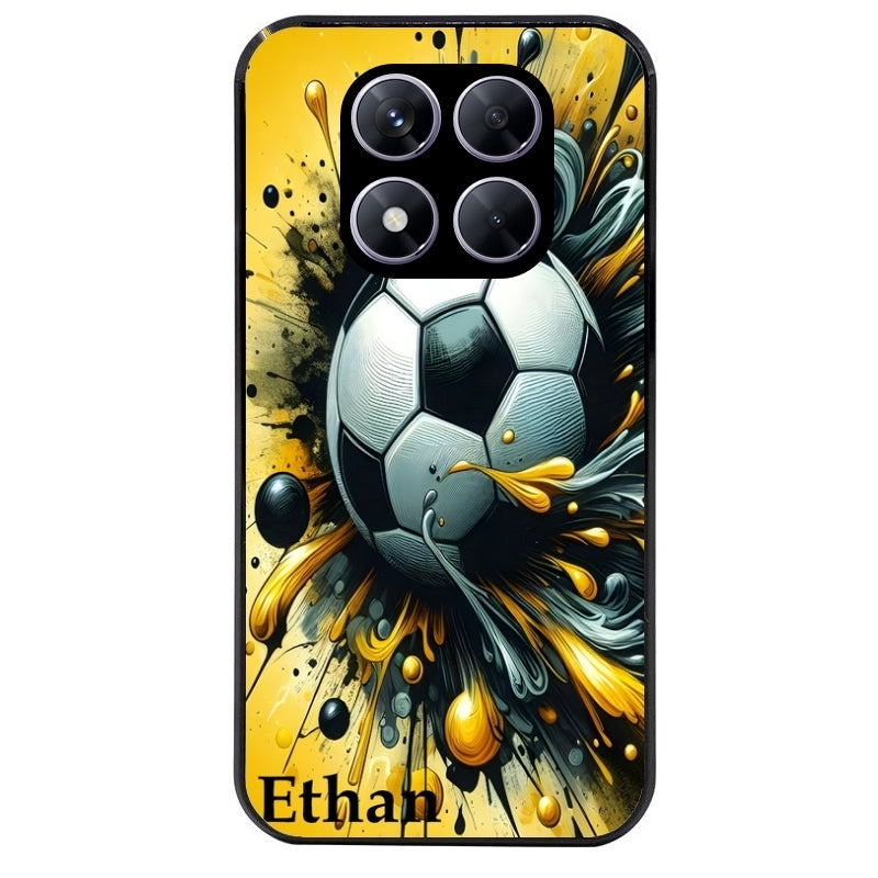 Coque noire taperso pour Redmi Note 14 et PRO PLUS 4G 5G avec motif football personnalisee protection antichoc personnalisée