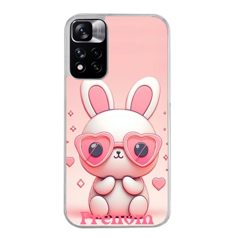 Coque taperso pour Redmi Note 12 4G 5G PRO 4G avec motif lapin lunettes personnalisee protection antichoc personnalisée