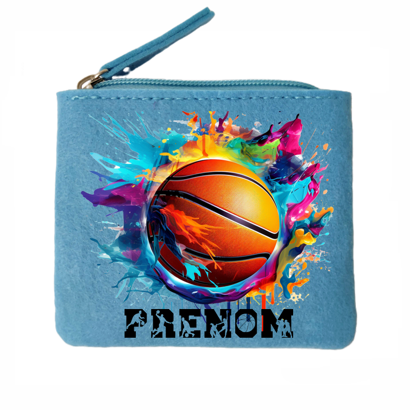 Porte monnaie personnalisé basket ballon en feutrine en feutrine