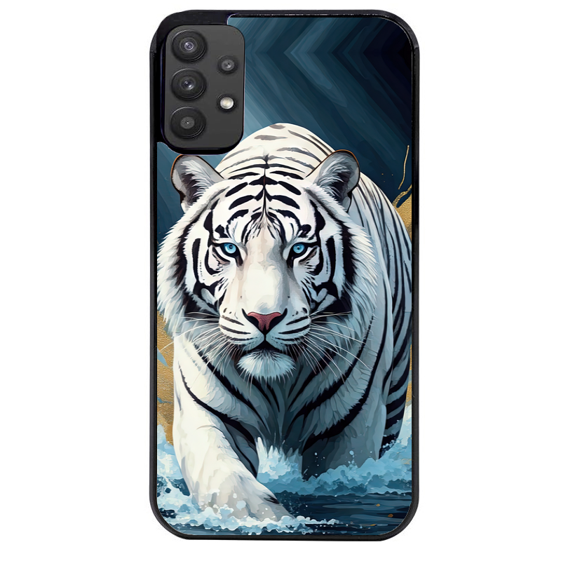 Coque noire taperso pour galaxy A22 A32 A52 A52S 4G 5G  avec motif tigre polaire protection antichoc personnalisée