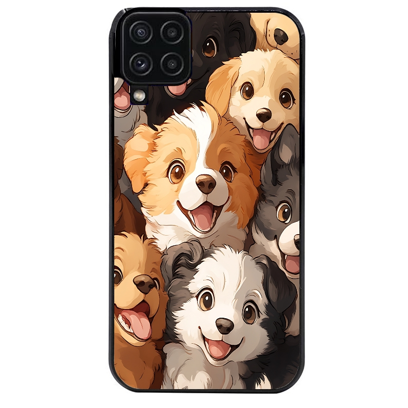 Coque noire taperso pour galaxy A22 A32 A52 A52S 4G 5G  avec motif chien smile protection antichoc personnalisée