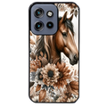 Coque noire taperso pour Moto Edge 60 et Neo Fusion Pro avec motif cheval automne protection antichoc personnalisée
