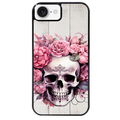 Coque noire taperso pour Iphone 16 16E PLUS MAX PRO avec motif tete de mort floral protection antichoc personnalisée