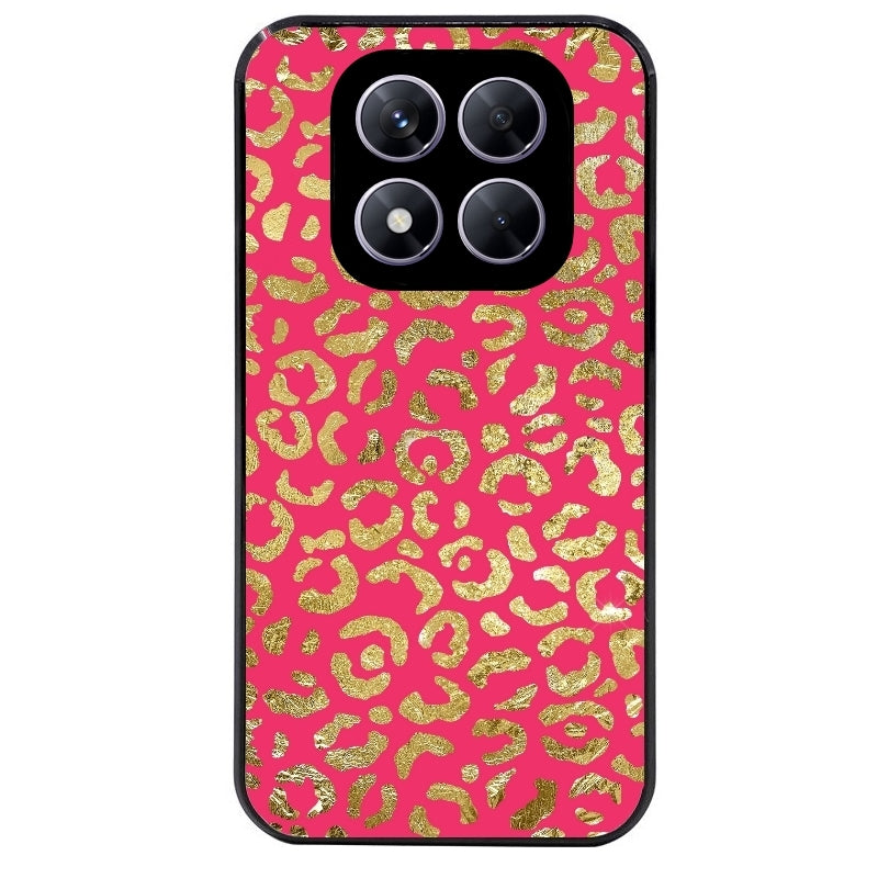 Coque noire taperso pour Redmi Note 14 et PRO PLUS 4G 5G avec motif leopard fuschia protection antichoc personnalisée