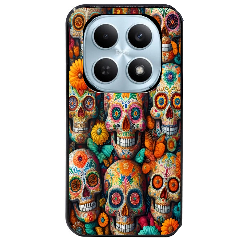 Coque noire taperso pour POCO M8 5G et PRO 5G avec motif mort mexicaine papillon protection antichoc personnalisée