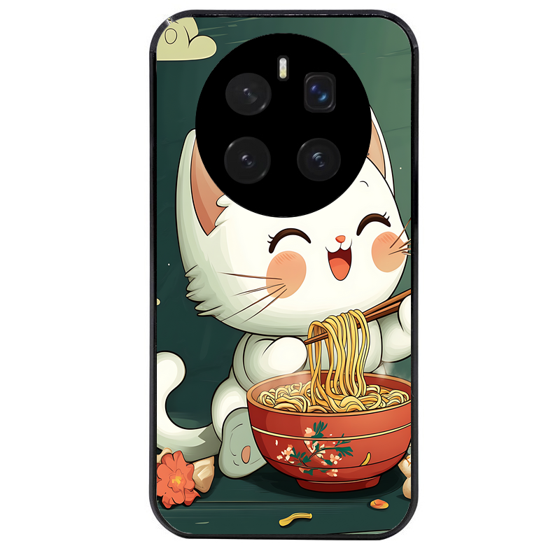 Coque noire taperso pour Magic 7 LITE et PRO avec motif chat ramen nuage protection antichoc personnalisée