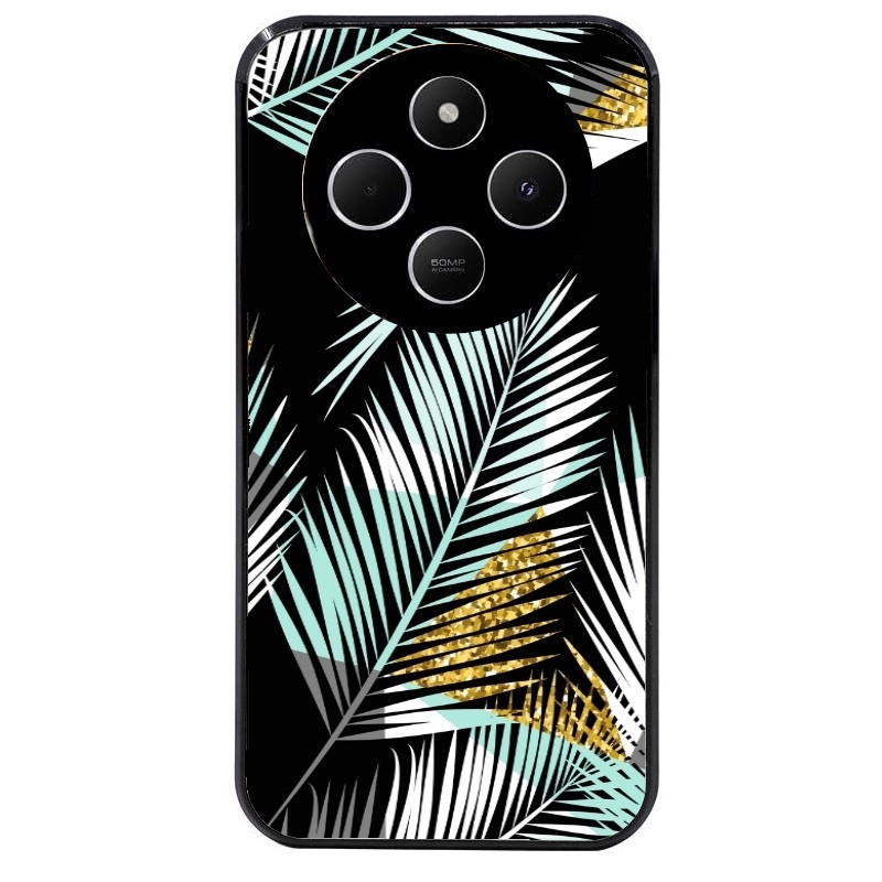 Coque noire taperso pour POCO C75 avec motif palmier noir protection antichoc personnalisée