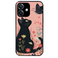 Coque noire taperso pour OPPO A40 avec motif chat papillon 2 protection antichoc personnalisée