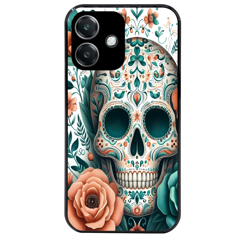 Coque noire taperso pour OPPO A40 avec motif mort mexicaine turquoise protection antichoc personnalisée