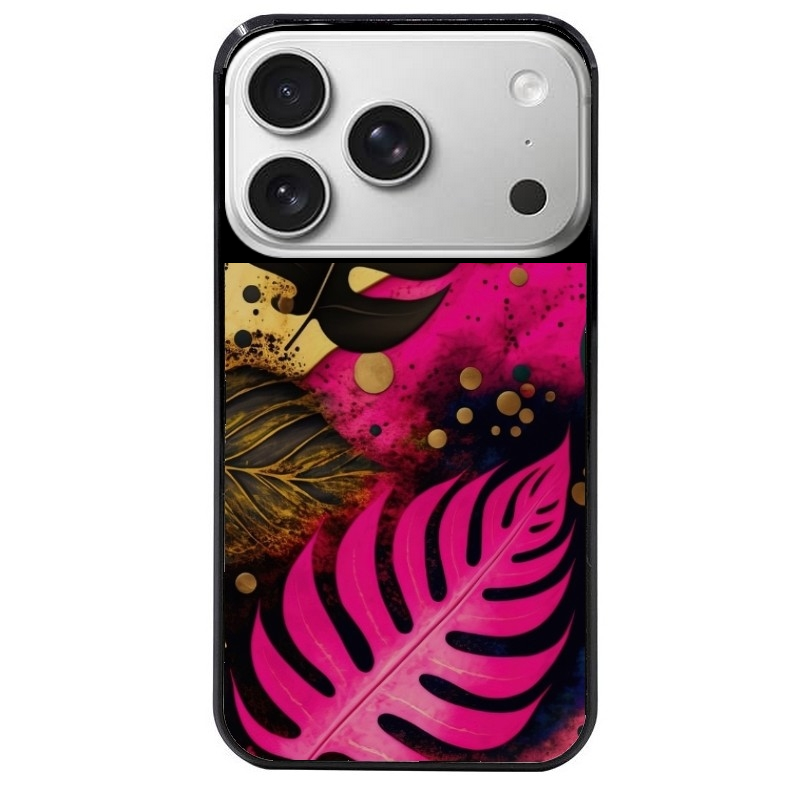 Coque noire taperso pour Iphone 17 17E AIR MAX PRO avec motif tropical rose et des fleurs protection antichoc personnalisée