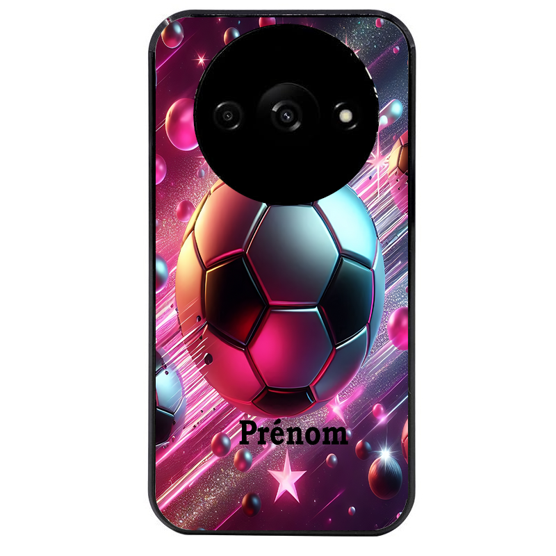 Coque noire taperso pour Redmi A3 avec motif foot etoile personnalisee protection antichoc personnalisée