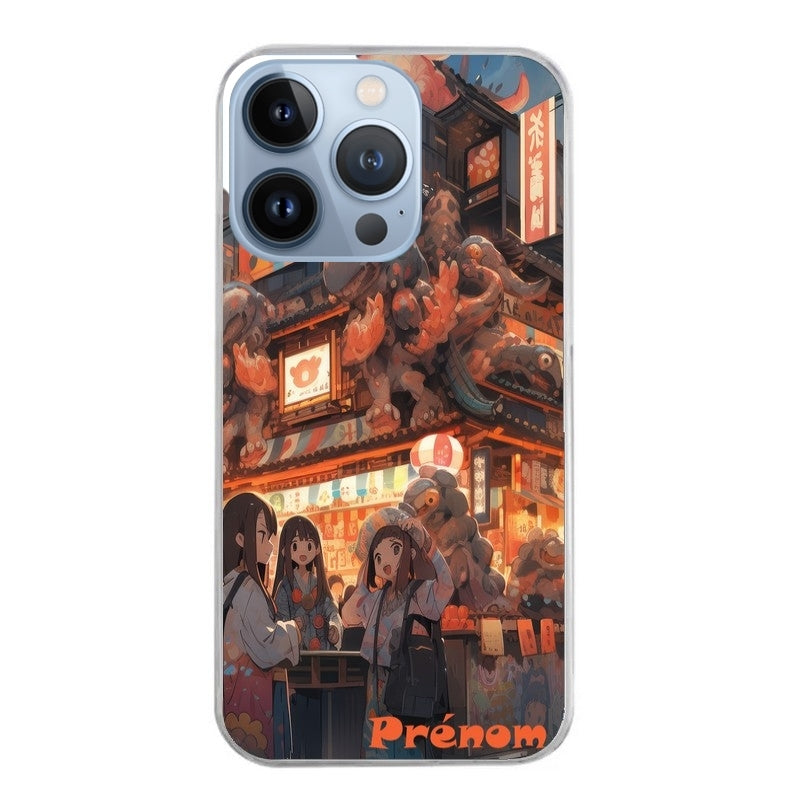 Coque taperso pour Iphone 14 et PRO PLUS PRO MAX avec motif anime street japan personnalise protection antichoc personnalisée
