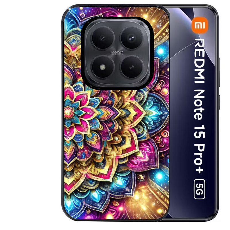 Coque noire taperso pour Redmi Note 15 et PRO PLUS 4G 5G avec motif mandala 2 protection antichoc personnalisée