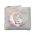 Porte monnaie personnalisé licorne lune ivoire en feutrine en feutrine ivoire
