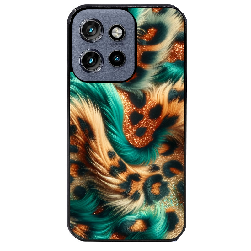 Coque noire taperso pour Moto Edge 60 et Neo Fusion Pro avec motif effet fourrure leopard 3 protection antichoc personnalisée