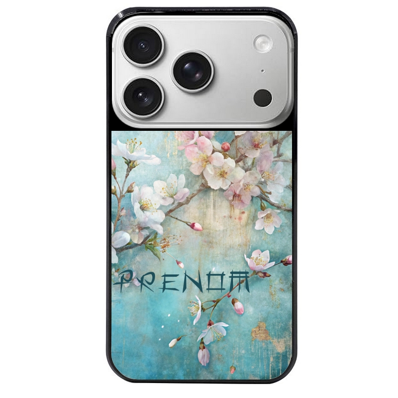 Coque noire taperso pour Iphone 17 17E AIR MAX PRO avec motif fleur sakura personnalisee protection antichoc personnalisée