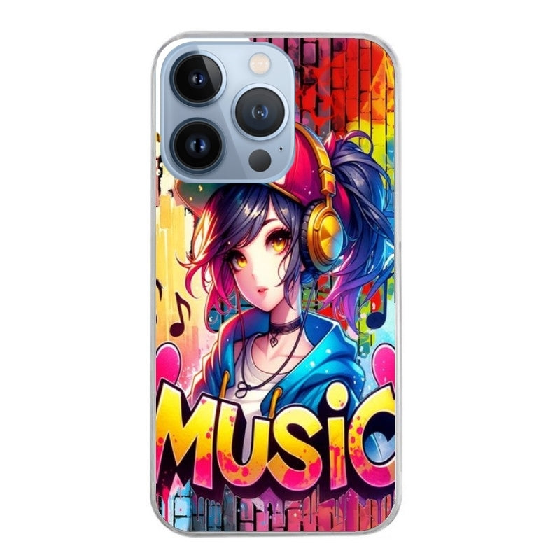 Coque taperso pour Iphone 14 et PRO PLUS PRO MAX avec motif anime manga et music protection antichoc personnalisée